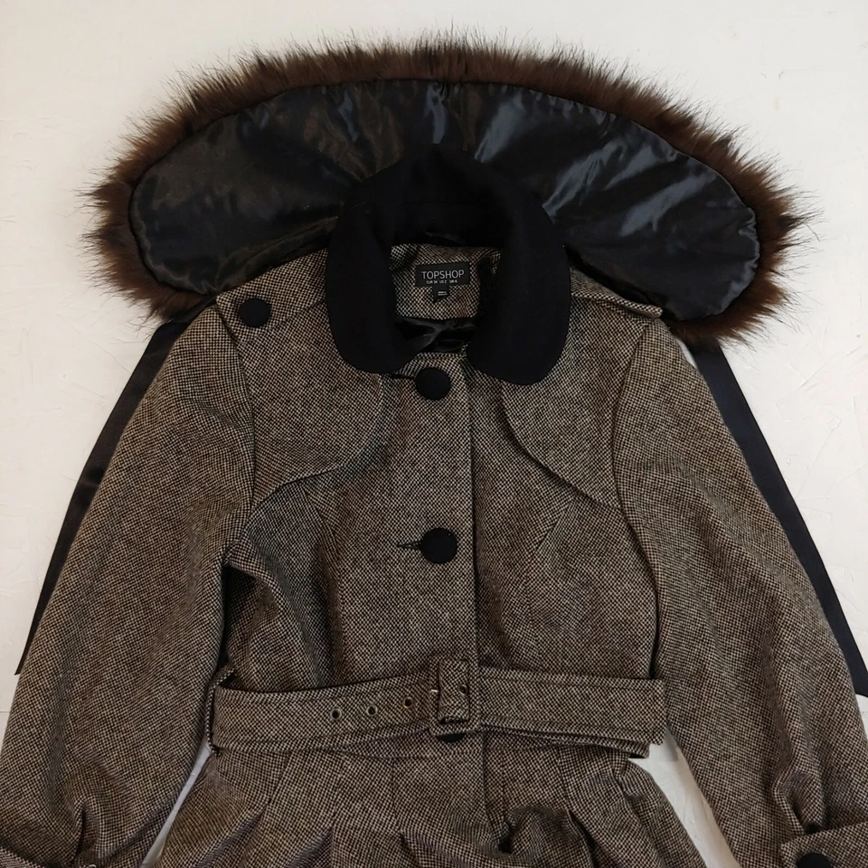 Topshop Chaqueta Talla 2 Abrigo Largo Exterior Vestido Informal Cálido Lana Foto 2 de 4