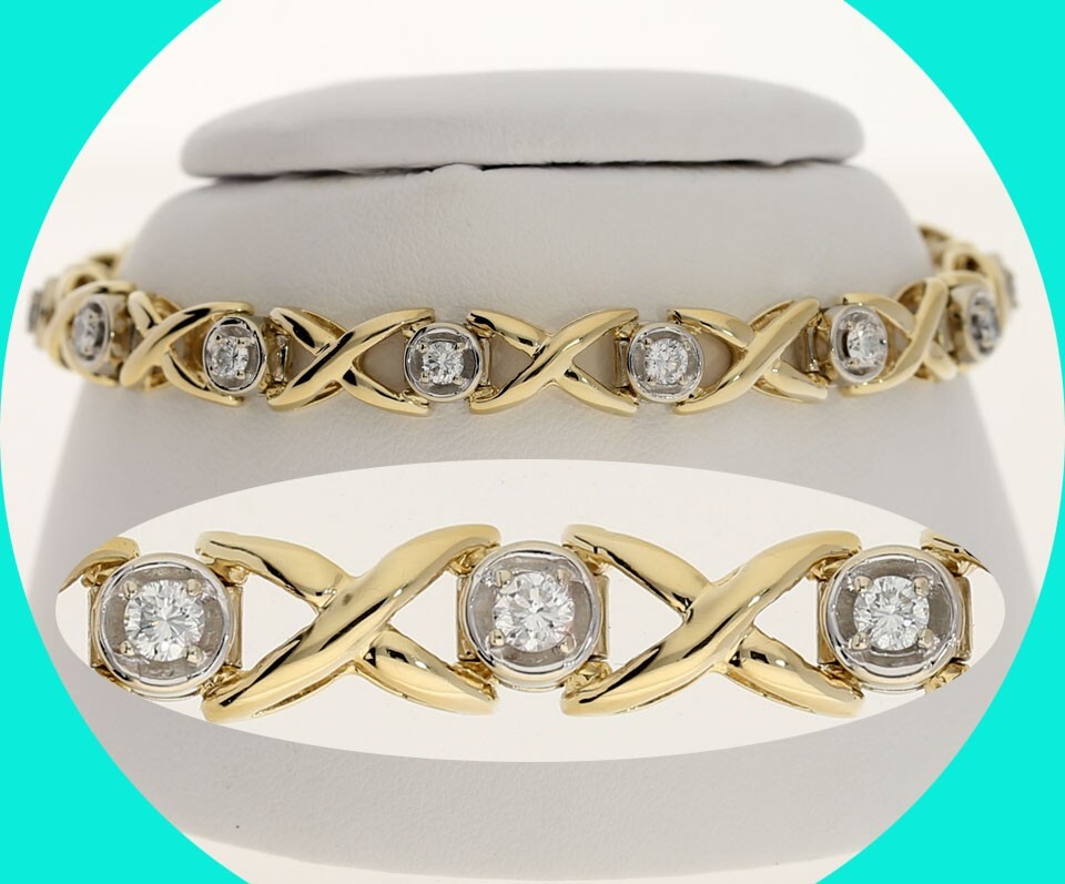 Diamond Hugs Kisses Bracelet H Color VS Clarity 14K Gold