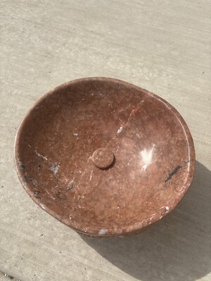 Round Tray Bowl Sink, Shiny Brown Marble Sink, Stone Sink Tray, Round Basin Sink