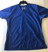 Blue Scrub Top Womans Size S  Wonder Works  Stretch Comfort Durable