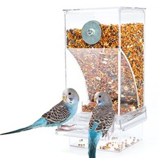 No Mess Automatic Bird Feeder Food Container Cage Acrylic Parrot Transparent