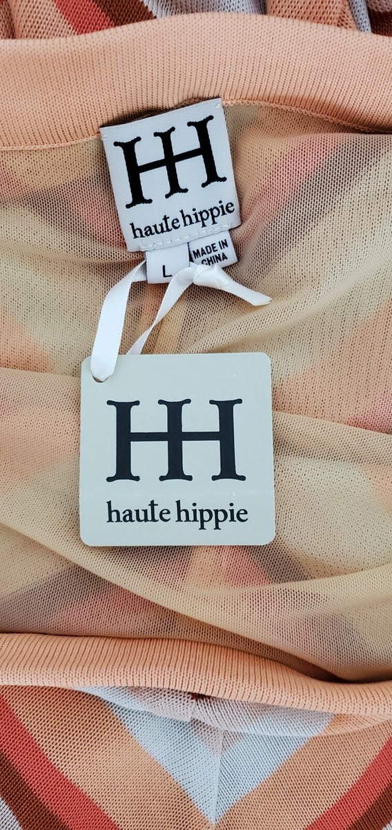 Robe Bodycon Haute Hippie Grise Avec Embellissements Clous Métal - Taille 6 (S) - Neuf Avec étiquettes (BNWT)