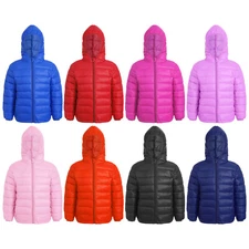 Girls Boys Winter Coat Water-Resistant Hoodies Zipper Puff Jacket Warm Down Coat