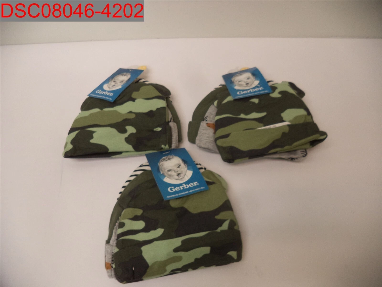 QTY=3 Gerber Baby Boys Green/Grey 4-Pack Bear Cap Sets, 0-6 M013618217975
