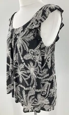 Fat Face Florrie Palm Print Cami Blouse Top Black Phantom T Shirt Uk 10 Vgc #T8