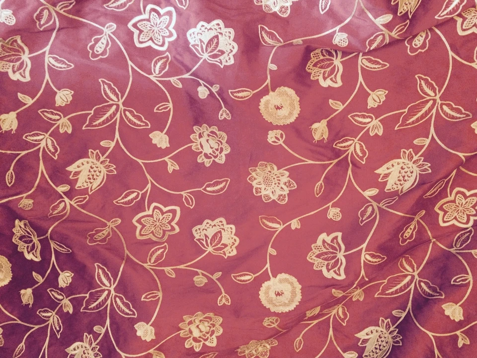 BRUNSCHWIG & FILS Silk Floral embroidery rust natural 2+ yards new - Image 3 of 4