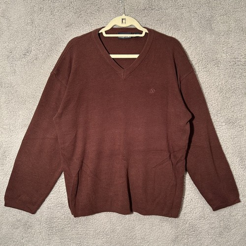 Billabong USA V-Neck Tight Knit Embroidered Logo Sweater Men's L Red Pullover