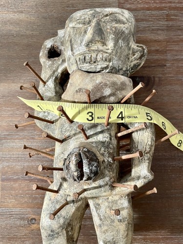 20TH CENT HAND CARVED WOOD AFRICAN Nkisi-Nkondi Power Figure, Nail Fetish, Congo - Picture 7 of 7