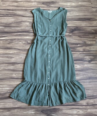 Nanette Lepore Womens Dress 12 Green V Neck Button Sleeveless Ruffle Bottom | eBay Nanette Lepore Womens Dress 12 Green V Neck Button Sleeveless Ruffle Bottom | eBay