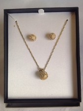 Goldtone Crystal Beaded Necklace And Earring Set - New