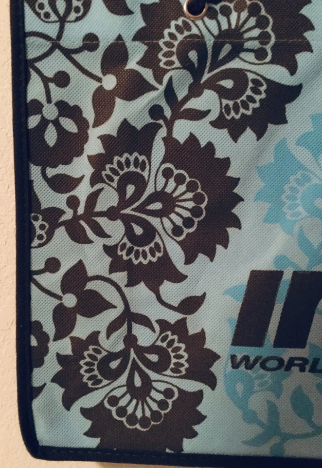 Vintage IMAX Imports PolyCanvas Tote Shopping Bag - Blue & Brown FREE SHIPPING — 第 3/4 张图片