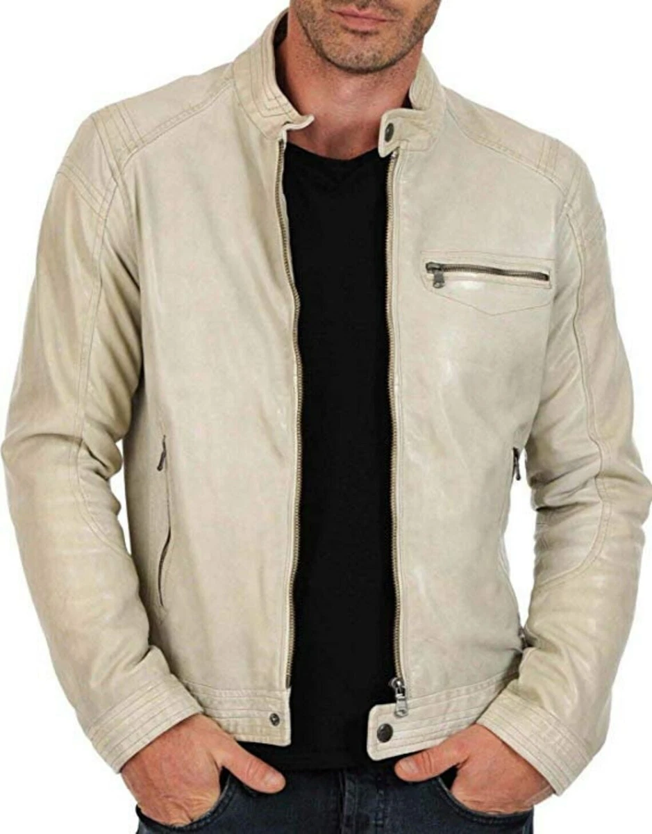 New Men's Leather Jacket 100% Soft Lambskin Stylish Moto Biker Slim Fit  Jacket