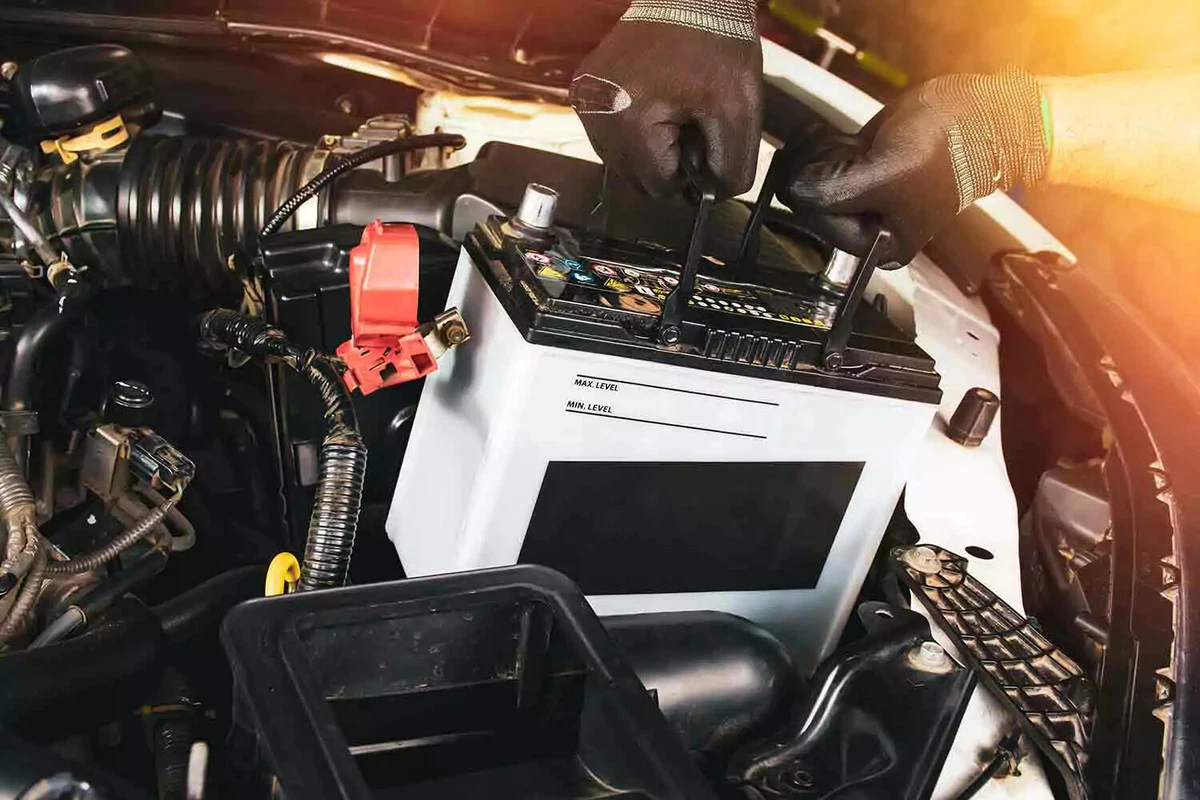 A Honda 31500-TZ7-A01 12V AGM car battery.