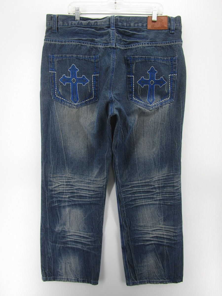 VINTAGE Hip Hop Jeans Men 40 Blue King Maker Baggy Loose VINTAGE Hip Hop Jeans Men 40 Blue King Maker Baggy Loose