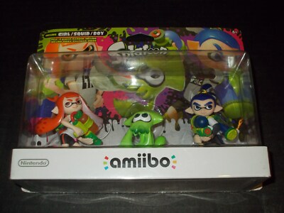 Nintendo Wii U 3DS Amiibo Splatoon Green Squid 3-Pack Set Figures