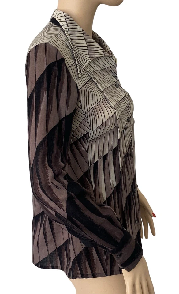 Camisa De Colección Valditevere Miciola Firmada Italia Cuello Daga Años 60 70 S-M Ex. Con Foto 3 de 4