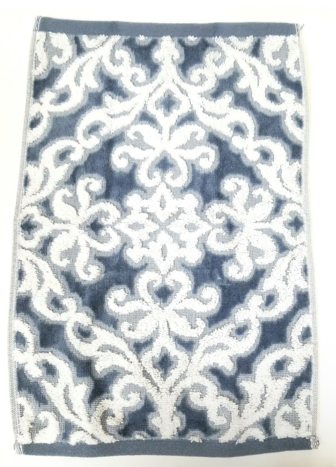 TAHARI Home Cotton Terry Swirl Pattern Denim Blue White 2 pck Hand