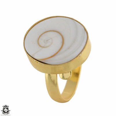 Anillo enchapado en oro 24K ajustable Shiva Shell talla 7 - talla 10 GPR1780 Foto 1 de 4