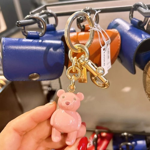 Coach Collectible Bag Charm Leather/metal bear key chain - Picture 75 of 81