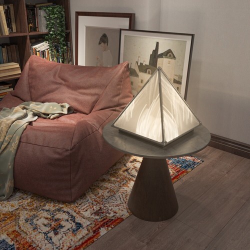 Modern Table Lamp Triangular Base With Frosted Glass Shade Nightstand Side Lamp - Picture 20 of 20