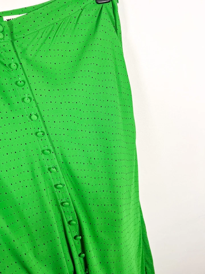 Whistles Skirt Size 14 Green Midi Maxi Micro Spot Buttoned Long Spotty Polka Dot - Image 4 of 4