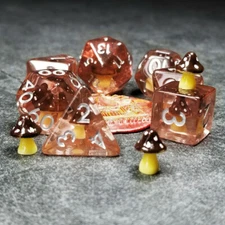 Sage's Familiars - Black Magic Shrooms Resin Polyhedral Dice Set | RPG DND