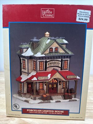 Vtg Lemax Harvest Crossing Vogel's Produce & Dry Goods Christmas Village House