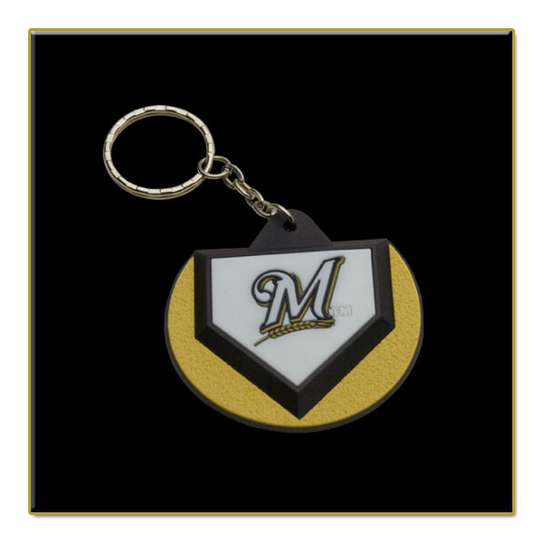 Milwaukee Brewers MLB Home Plate Keychain x 2