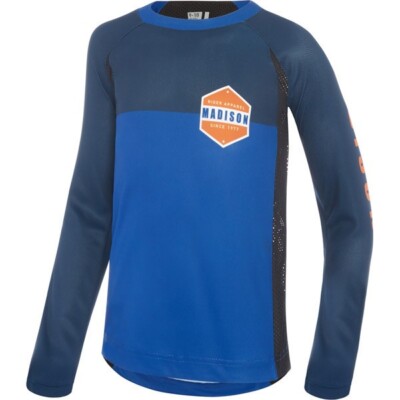Madison Alpine Jugend Langarm Radtrikot - Ultra Blau/Tinte Marine - Alter 9-10