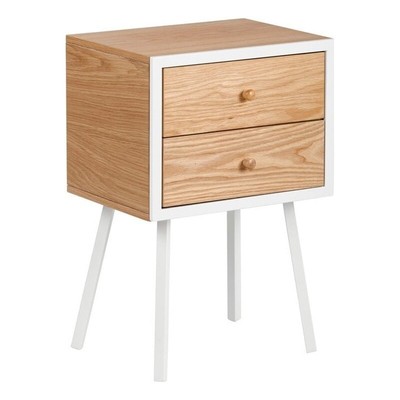 Universal Expert Abacus 2 Drawer Side Table Modern Oak and White