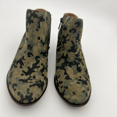 Lucky Brand Camouflage Ankle Booties - Olive Green Camo with Side Zippers Lucky Brand Green Camo Suede Ankle Boots With Stacked Heel  main image 3