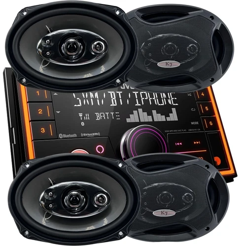 JVC KW-R940BTS 2-Din LCD Bluetooth Car Stereo + 4x Audiotek K69.5 -6x9" Speaker