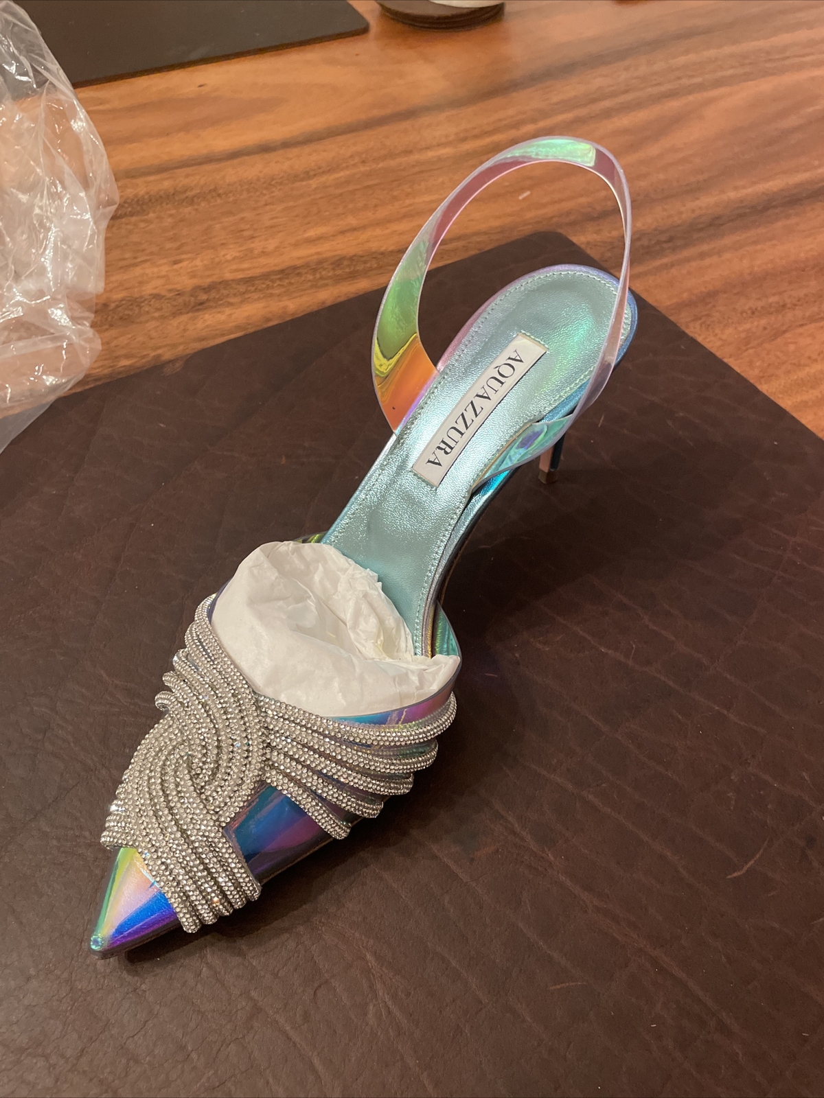 Aquazzura Ladies Sky Gatsby 75 Satin Slingback Sandals, Brand NEW Size 37  8052329711831 | eBay