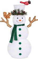 5 FT Christmas Lighted Snowman with 200 LED Lights & Timer, Collapsible 