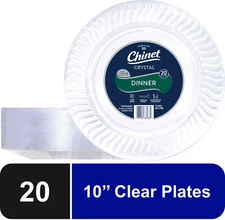 20-Count Disposable Plastic Plates 10-Inch Clear Dinner Plates Heavy Duty Party