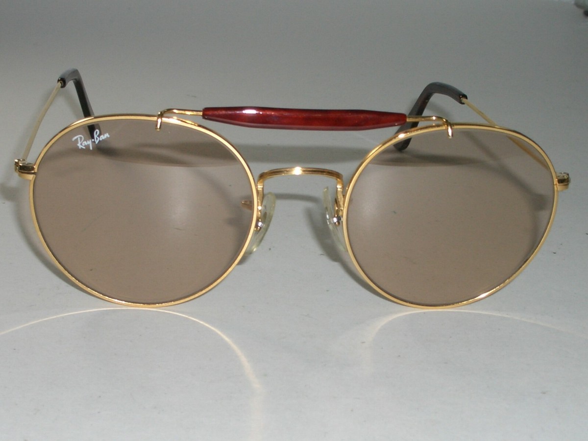 52[]21 B&L RAY-BAN BROWN PHOTOCHROMIC ROUND OUTDOORSMAN