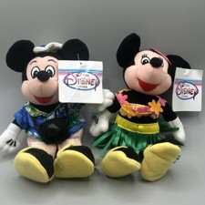 Retired Disney Store Hula Minnie  Tourist Mickey 8-inch Mini Bean Bag Plush