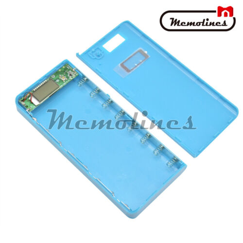 Doppio power bank USB 8X18650 scatola caricabatterie di backup esterno custodia blu LCD - Foto 1 di 7