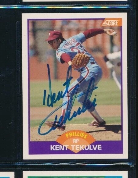 1989 Score #287 Kent Tekulve Philadelphia Phillies Signed Autograph (CK95) swsw6