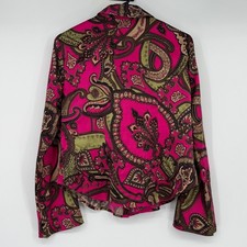 Vintage Tessuto Silk Paisley Blouse Pink Green Size 6 Made in USA