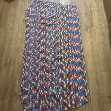 Bright Multicolor Hand Knitted Throw Blanket Wool blend 62  x 27  