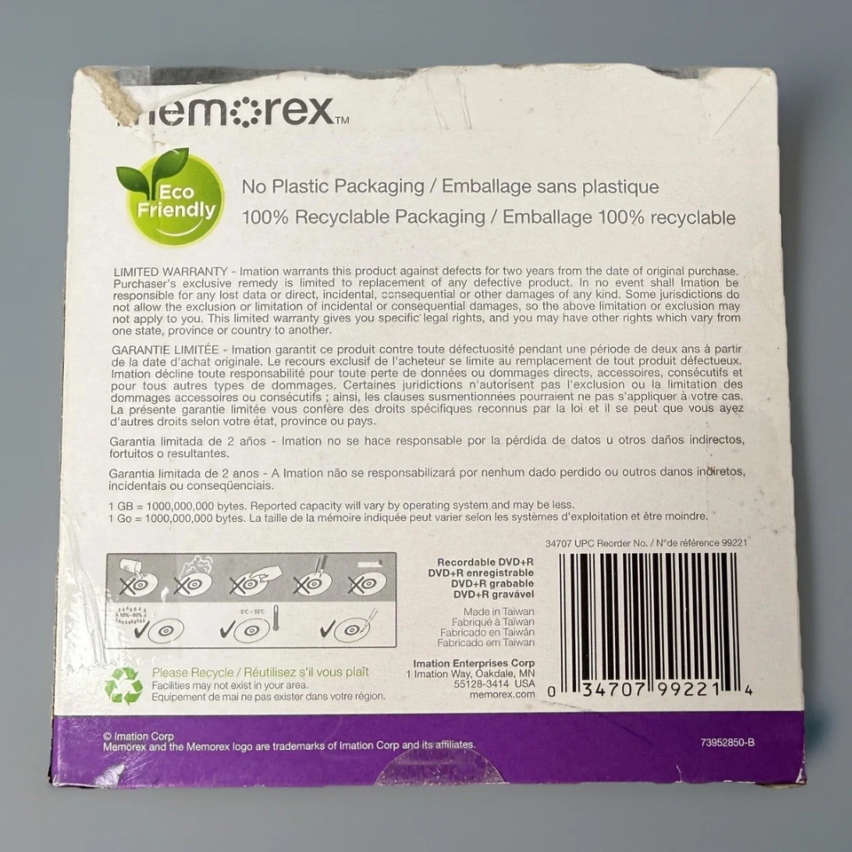 Memorex DVD+R Discs 10 Pack 16x 4.7GB 120min Eco Friendly Paper Sleeves Blank - Image 4 of 4