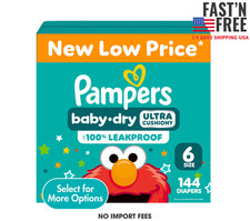 Pampers Baby Dry Baby Diapers Size 6, 144 Count Select for More Options