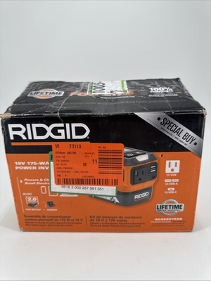 #ad Ridgid 18V Cordless 175W Power Inverter W 2 Ah Battery amp; Charger AC86097KSB $59.95