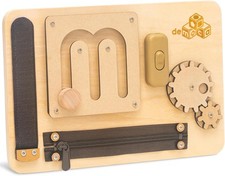 Wooden Sensory Busy Board for 1-3 Olds - 10 Educational Activities