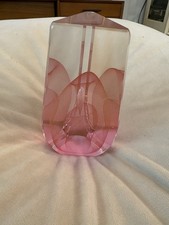 Ed Nesteruk Art Glass Pink Veil 5&rdquo; Triangular Paperweight - Signed