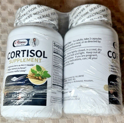 2 - Alliwise Cortisol Supplements - Best Buy  1/2027 - 120 Capsules ech