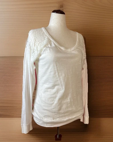 OFF WHITE Maglione Victoria's Secret ROSA con spalle in pizzo AVORIO taglia Large
