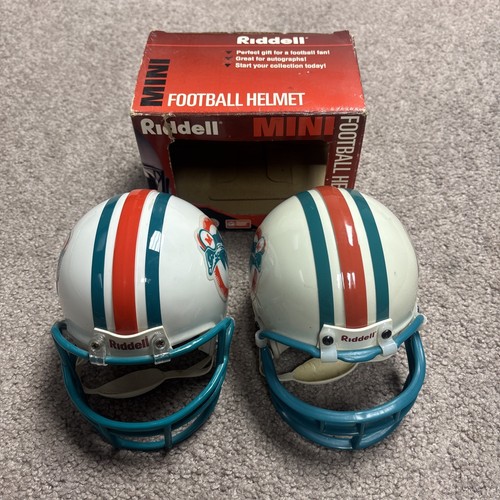 MIAMI DOLPHINS RIDDELL THROWBACK VINTAGE LOGO 3 5/8 FOOTBALL MINI HELMET LOT - Picture 4 of 14