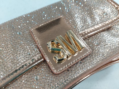 NUOVA borsa a tracolla Steve Madden oro rosa Genevieve strass paillettes nuova con etichette - Foto 2 di 16